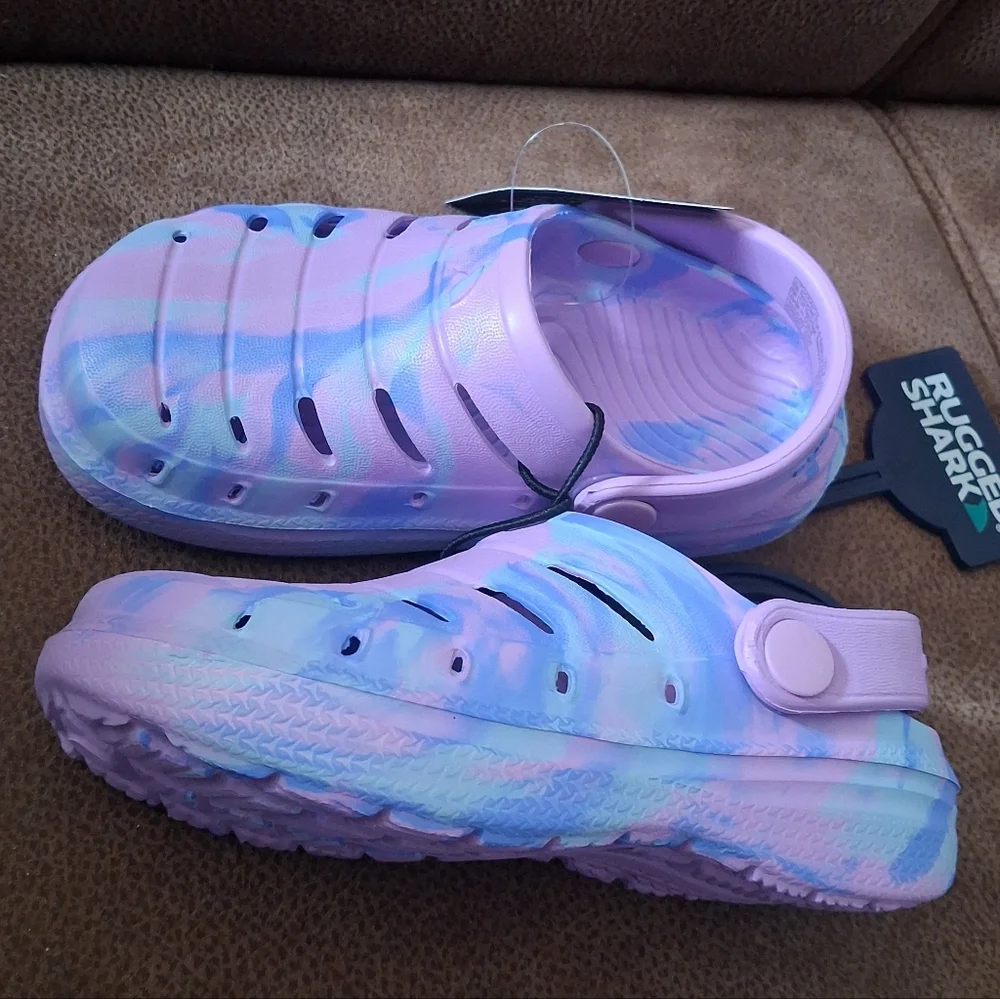 Rugged Shark Kids Tie-Dye Clog Sandals  Purple And Blue Size 8
